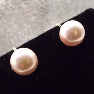 MAJORICA PALE PINK 9.525 MM PEARL STUD MARKED 925 HB CLIP 18KGF EARRINGS A 65